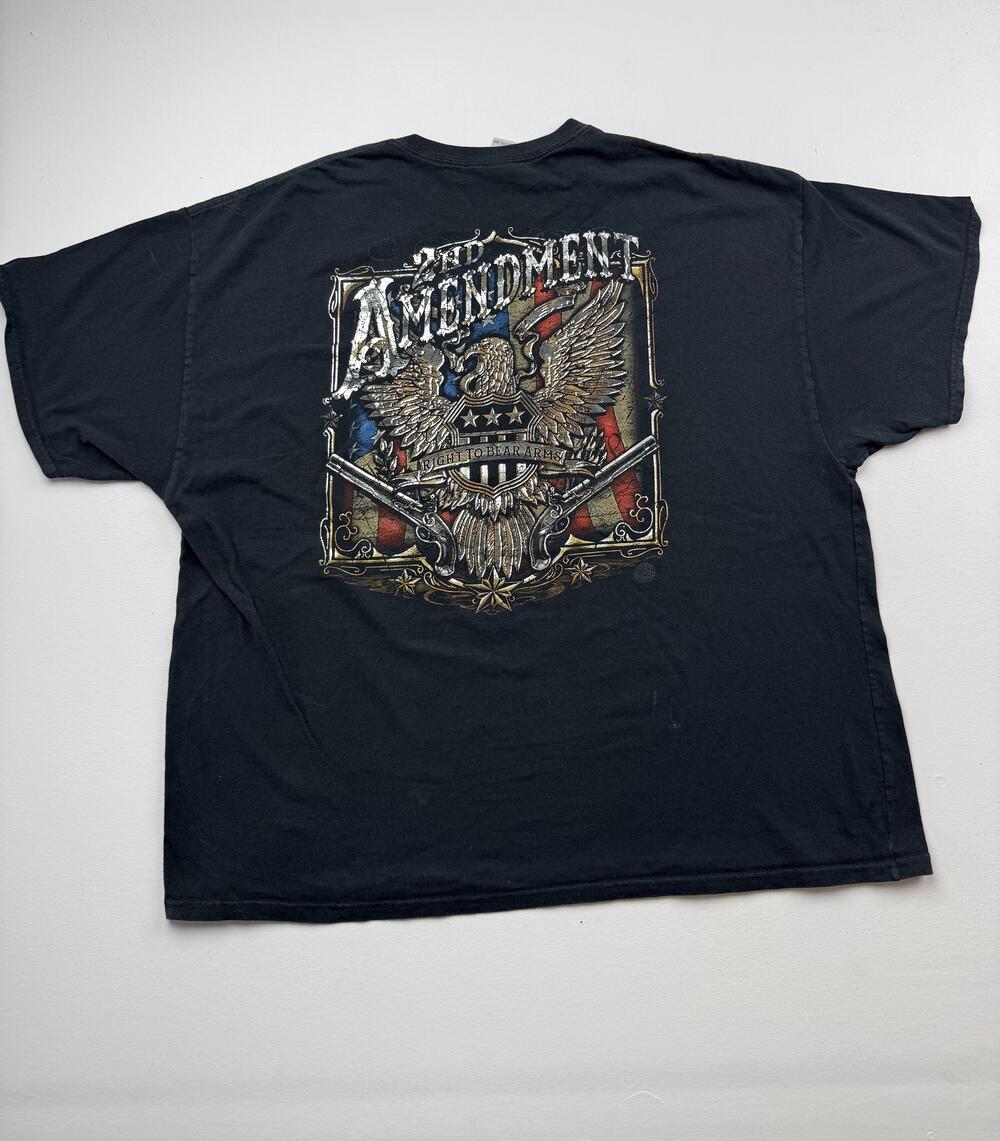 Gildan Shirt Mens 3XL Black 2nd Amendment Eagle Flag Graphic Tee Patriotic USA